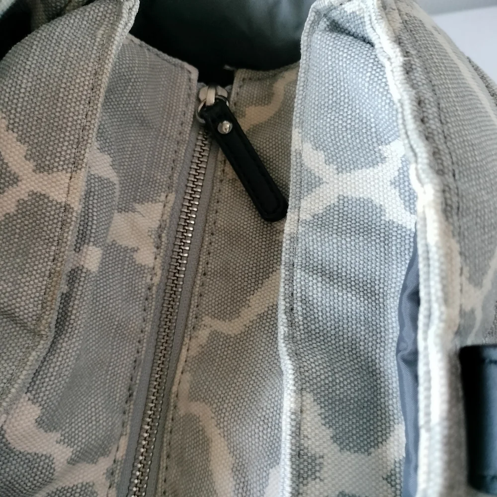 Pottery Barn Kids Gray Ikat Baby Diaper Bag Tote Travel Removable Strap